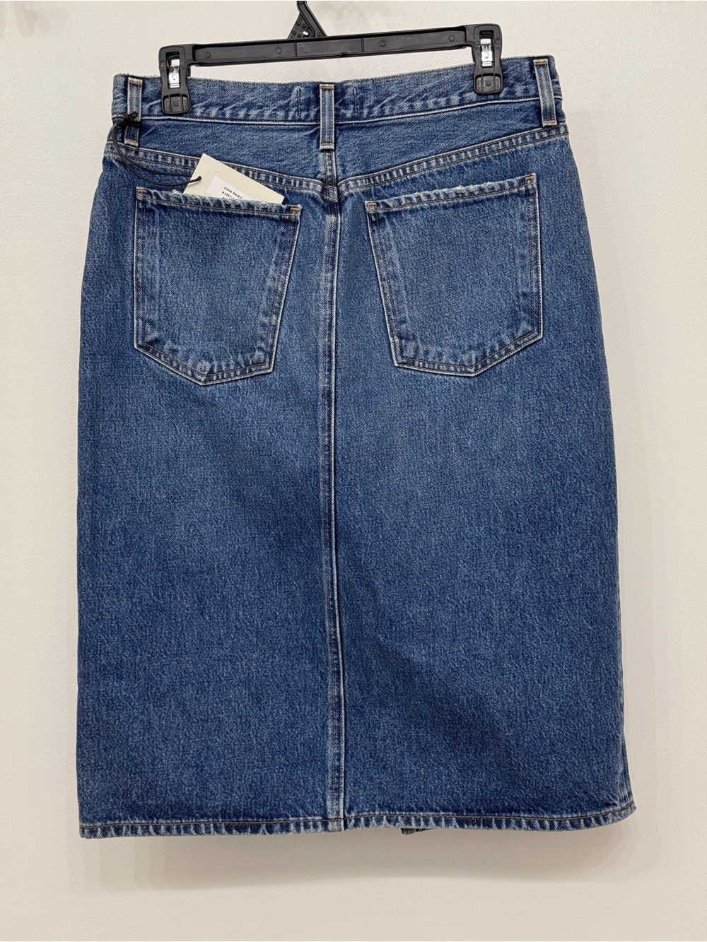 AGOLDE Gaia Denim Midi Skirt in Sphere size 27 front slit quiet luxury capsule - Picture 5 of 10